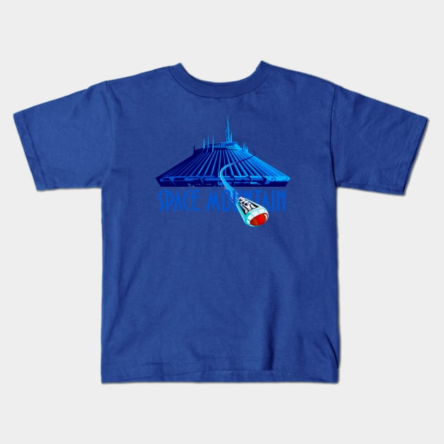 Space Mountain Retro Style - Medium Blue Text Kids T-Shirt by Blake Dumesnil Designs